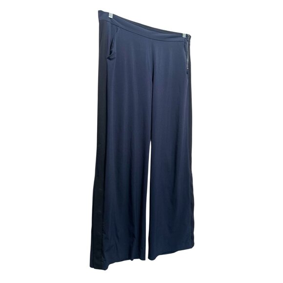 Athleta Gramercy Track Trouser Pants Women 12 Blue Wide Leg Flare Office Classic - Picture 16 of 16